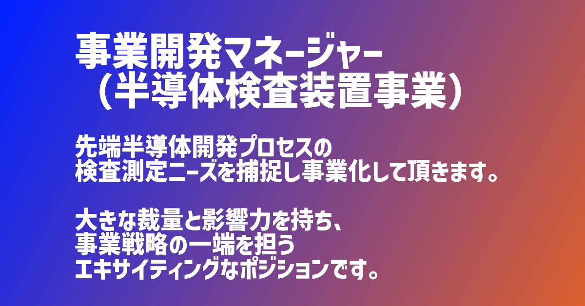 事業開発マネージャー候補（半導体検査装置）